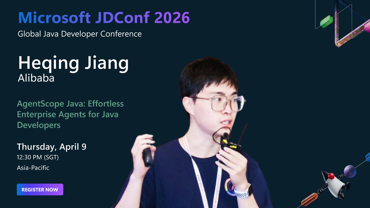 JavaAtMicrosoft's tweet image. Starting in 5 minutes: Effortless Enterprise Agents for Java Developers

With Heqing Jiang from Alibaba

Build stable production-ready AI agents in Java with ReAct, safety sandboxes &amp;amp; high-performance design.

Watch live → jdconf.com

#JDConf #Java #AgenticAI