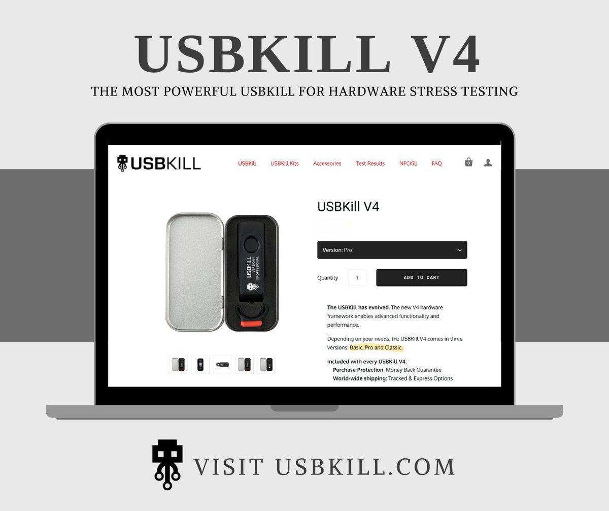USBKill's tweet photo. Go Pro with USBKill V4 Pro! Experience wireless control, remote triggering, and unmatched device testing capabilities. 📱 https://t.co/Y9sGCqjaX1 
#HardwareTesting #USBKillV4 #USBKill #Pentesting #infosec #security #RedTeam https://t.co/WuM5c2biNb