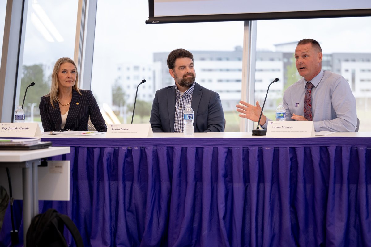 FLPolyU's tweet photo. Important conversations take flight at #FLPoly. State Rep. @JenniferCanady_  joined Justin Shore with Wing and Chief Murray for a panel on drone technology, privacy, and safety as part of our Fantastic Forces: Elements in Action series. 💜https://t.co/aeV6njFd5i https://t.co/Jt1kh5oFLo