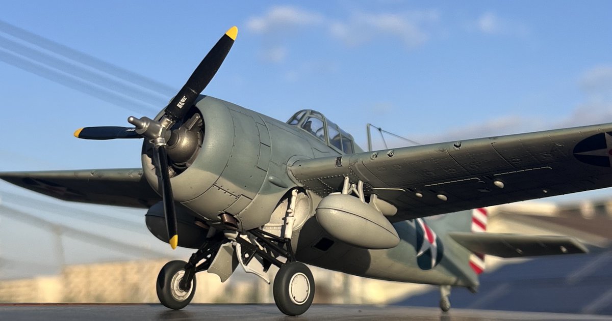 Zaki3_model1974's tweet image. 本時間を持ってタミヤ1/48 F-4Fワイルドキャットの製作作戦の終了を宣言する。
よって今後はシーハリアーに専念。
#タミヤ #F4F #飛行機模型