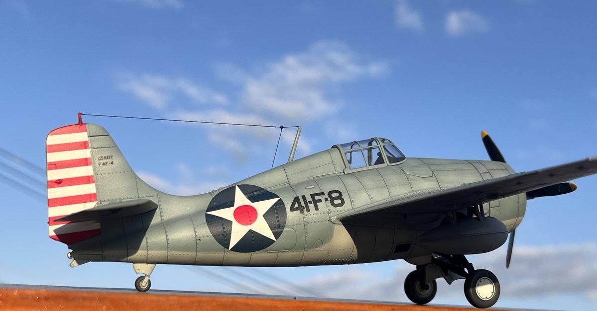 Zaki3_model1974's tweet image. 本時間を持ってタミヤ1/48 F-4Fワイルドキャットの製作作戦の終了を宣言する。
よって今後はシーハリアーに専念。
#タミヤ #F4F #飛行機模型