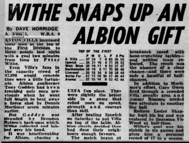 AndrewUllah's tweet photo. Played On This Day 1981 @AVFCOfficial 1 @WBA 0 Attendance 47,998 #VillaPark #AstonVilla #PeterWithe #WBA https://t.co/ddJoN9yTjf