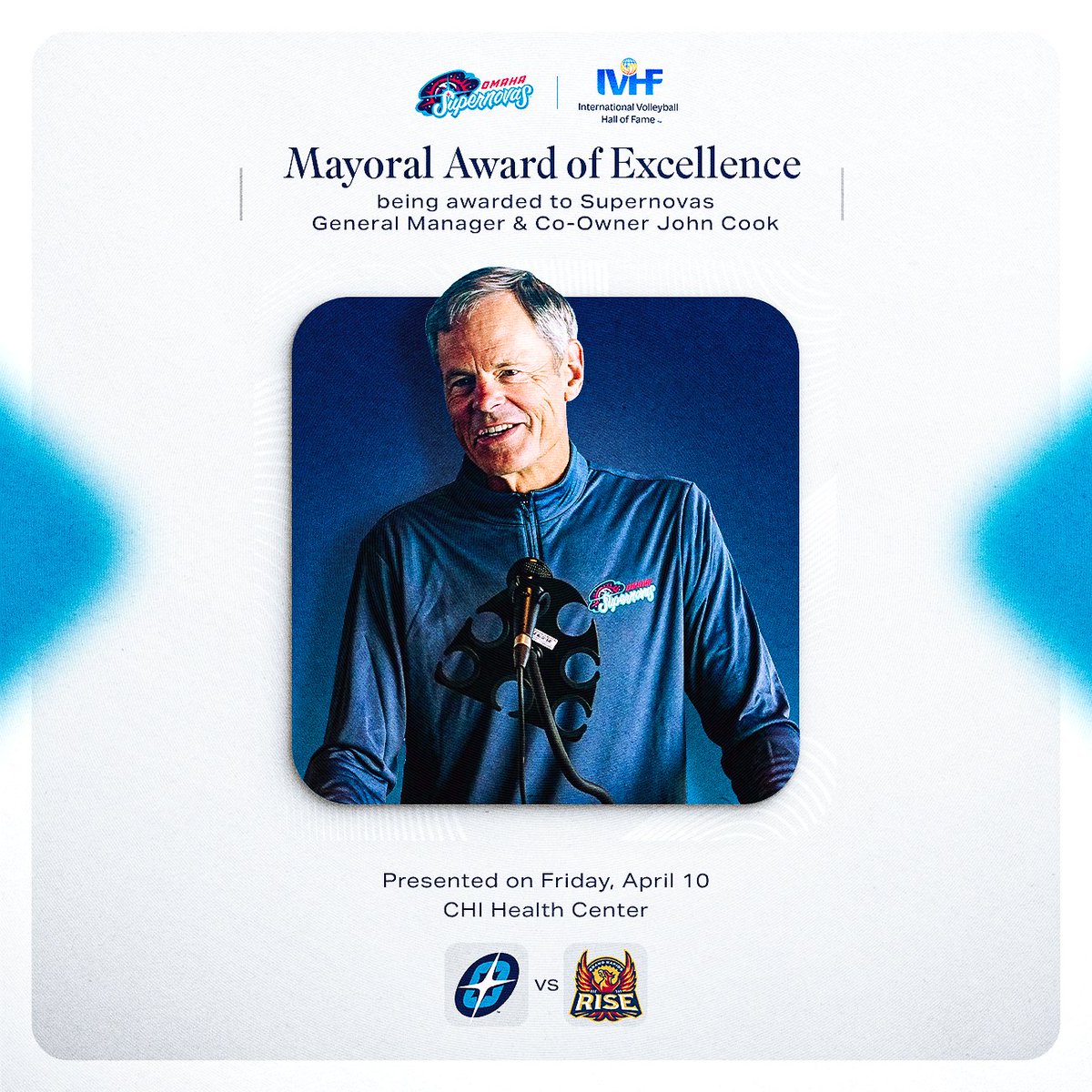 A special night ahead 👏

John Cook, General Manager &amp; Co-Owner of the Omaha Supernovas, has been named the 2026 IVHF Mayoral Award of Excellence recipient for his leadership and impact on the sport of volleyball!

The award will be presented on Friday, April 10 at the CHI Health