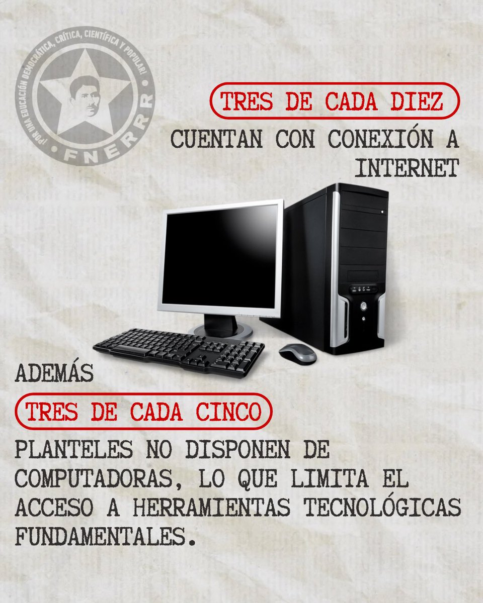 FNERRR_NACIONAL's tweet photo. 🔴🏫📚 𝐄𝐬𝐜𝐮𝐞𝐥𝐚𝐬 𝐬𝐢𝐧 𝐥𝐮𝐳, 𝐚𝐠𝐮𝐚 𝐞 𝐢𝐧𝐭𝐞𝐫𝐧𝐞𝐭 𝐞𝐧 𝐌𝐞́𝐱𝐢𝐜𝐨.

Según el IMCO, muchas escuelas en México carecen de servicios básicos y tecnología, lo que afecta el aprendizaje.

📣¡Exigimos a las autoridades que prioricen la educación! https://t.co/Lz1vrN1trk