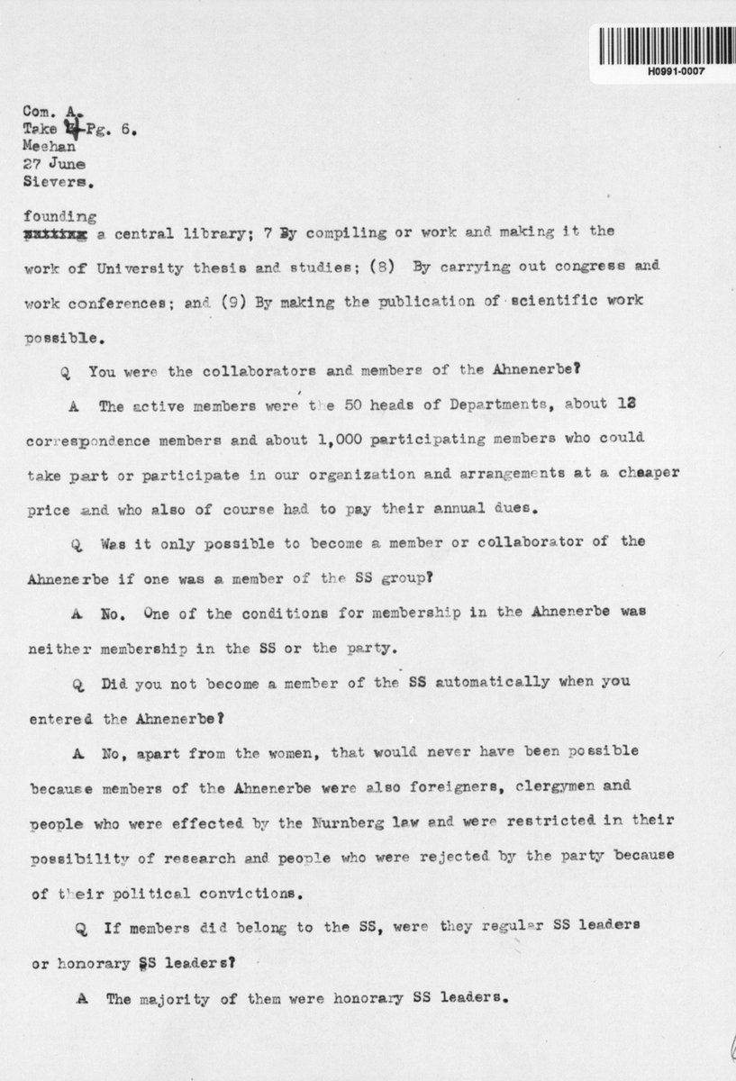 AwesomeStuffyIs's tweet photo. Sacerdotes como membros da Ahnenerbe

Material notável do interrogatório do líder da Ahnenerbe e Obergruppenführer das SS, Wolfram Sievers, em 27 de junho de 1946, durante o Julgamento de Nuremberga, no qual ele menciona sacerdotes entre a lista de membros da Ahnenerbe, o que + https://t.co/4pTjdg4LEC