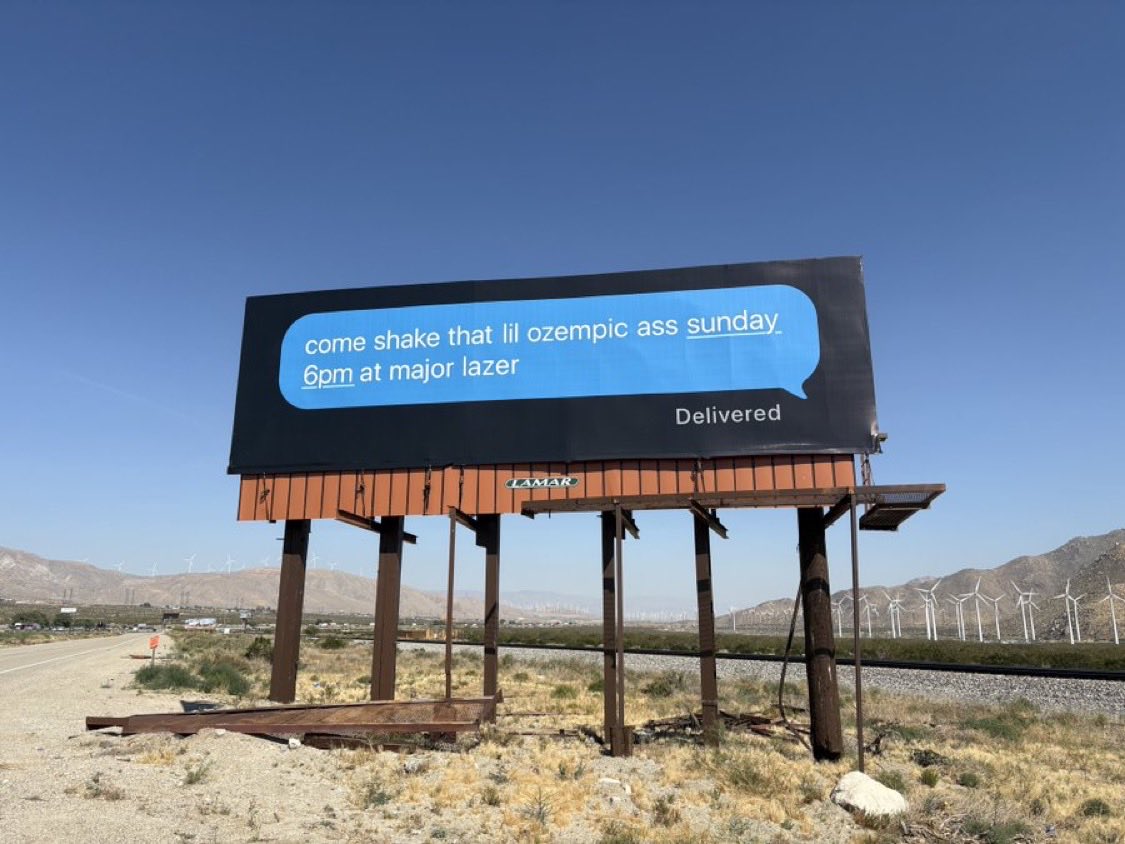 RosecransMedia's tweet photo. Major Lazer’s new billboard ahead of their Coachella performance this weekend. https://t.co/lcGJaqIlac