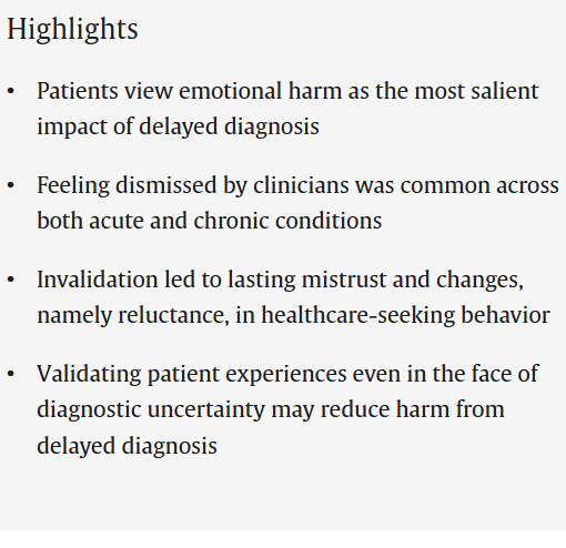 TomKindlon's tweet image. Between Doubt and Diagnosis: Patient Experiences of Emotional Harm from Diagnostic Delays

sciencedirect.com/science/articl…

As someone who took 5.5 long, tough years to get diagnosed with ME/CFS, this topic interests me

#chronicillness