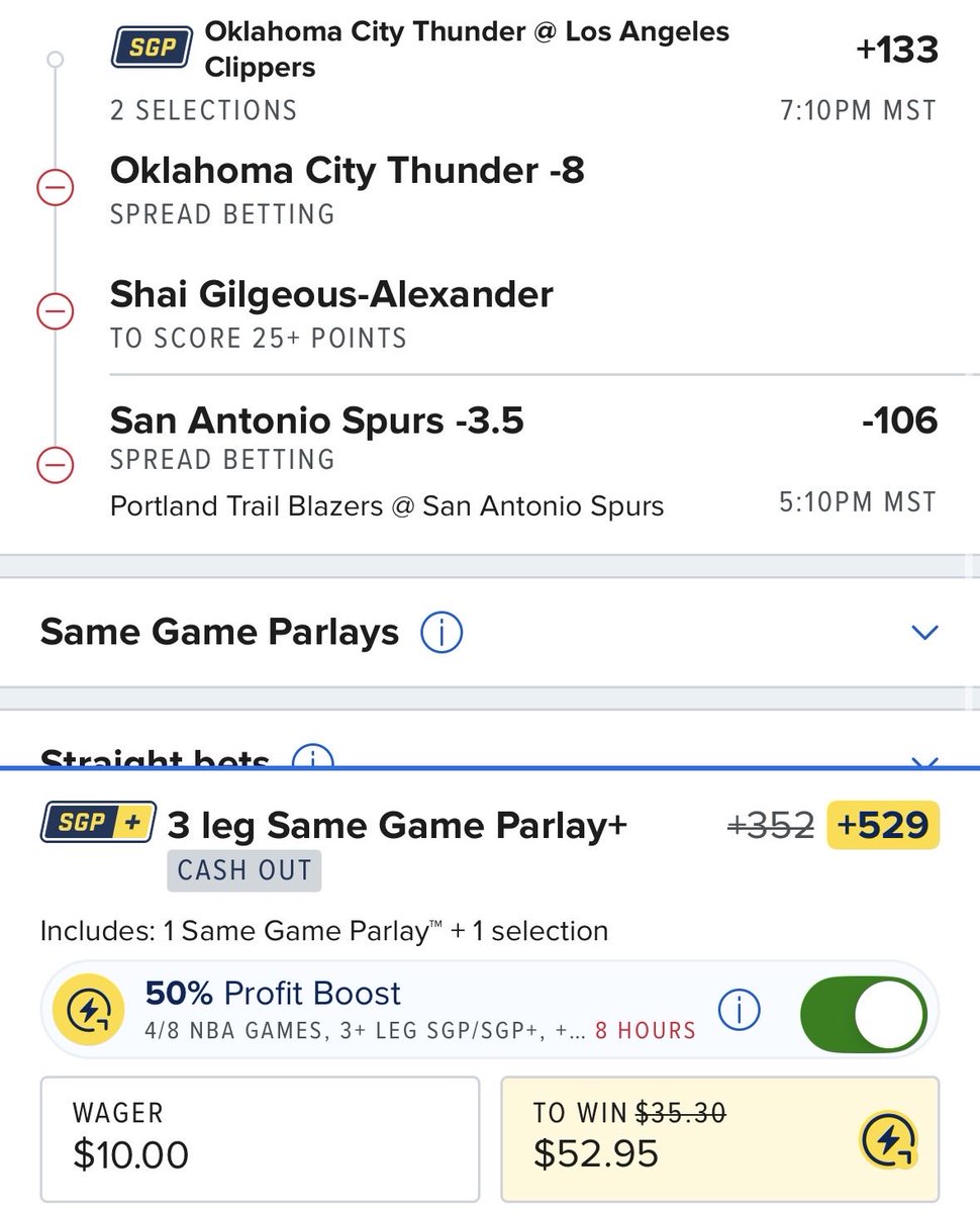 ThePromoPirate's tweet photo. Using the 50% SGP+ Boost on FanDuel for tonight’s NBA slate 🏴‍☠️ https://t.co/pBtKsflC9G