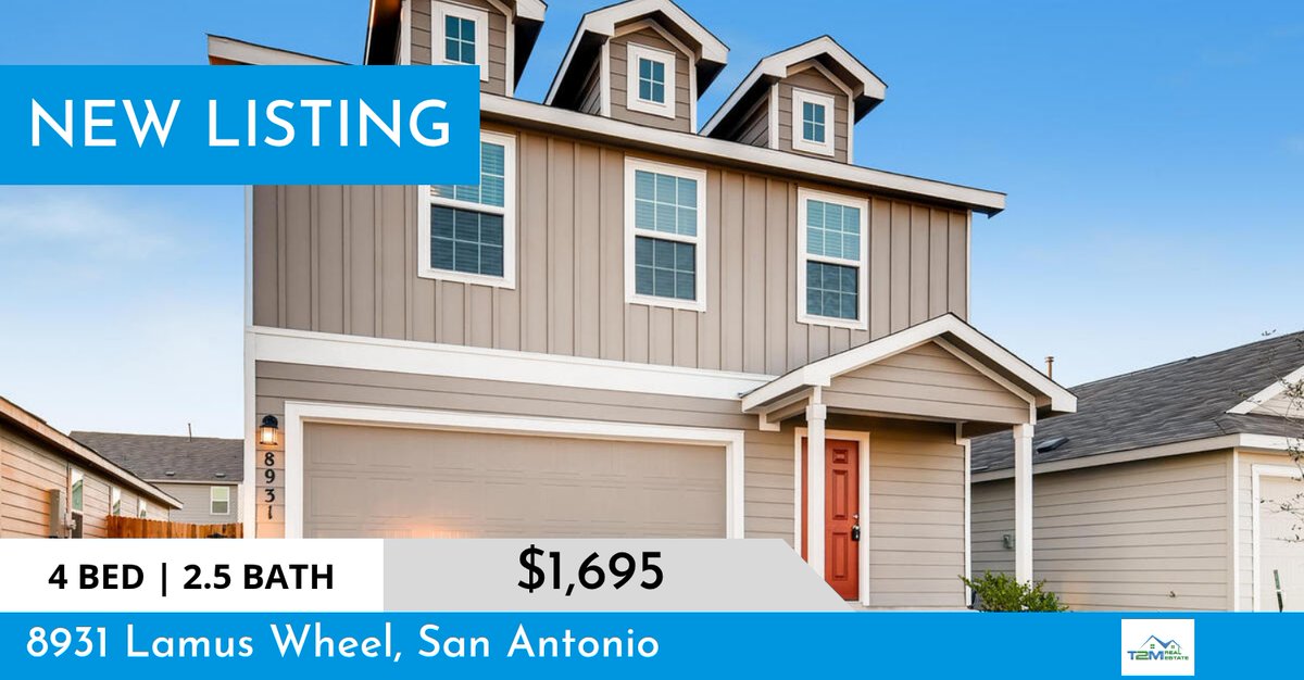 t2mre's tweet photo. 🏡 Ready for Move-in!  Northwest San Antonio
📍 8931 Lamus Wheel | San Antonio, TX 78254

Get ready — this spacious two-story home in NW San Antonio will be available soon! 🌟
Located in a growing area near Alamo Ranch, this hom... https://t.co/WGWmRuSq9r https://t.co/xSW3829Cxy