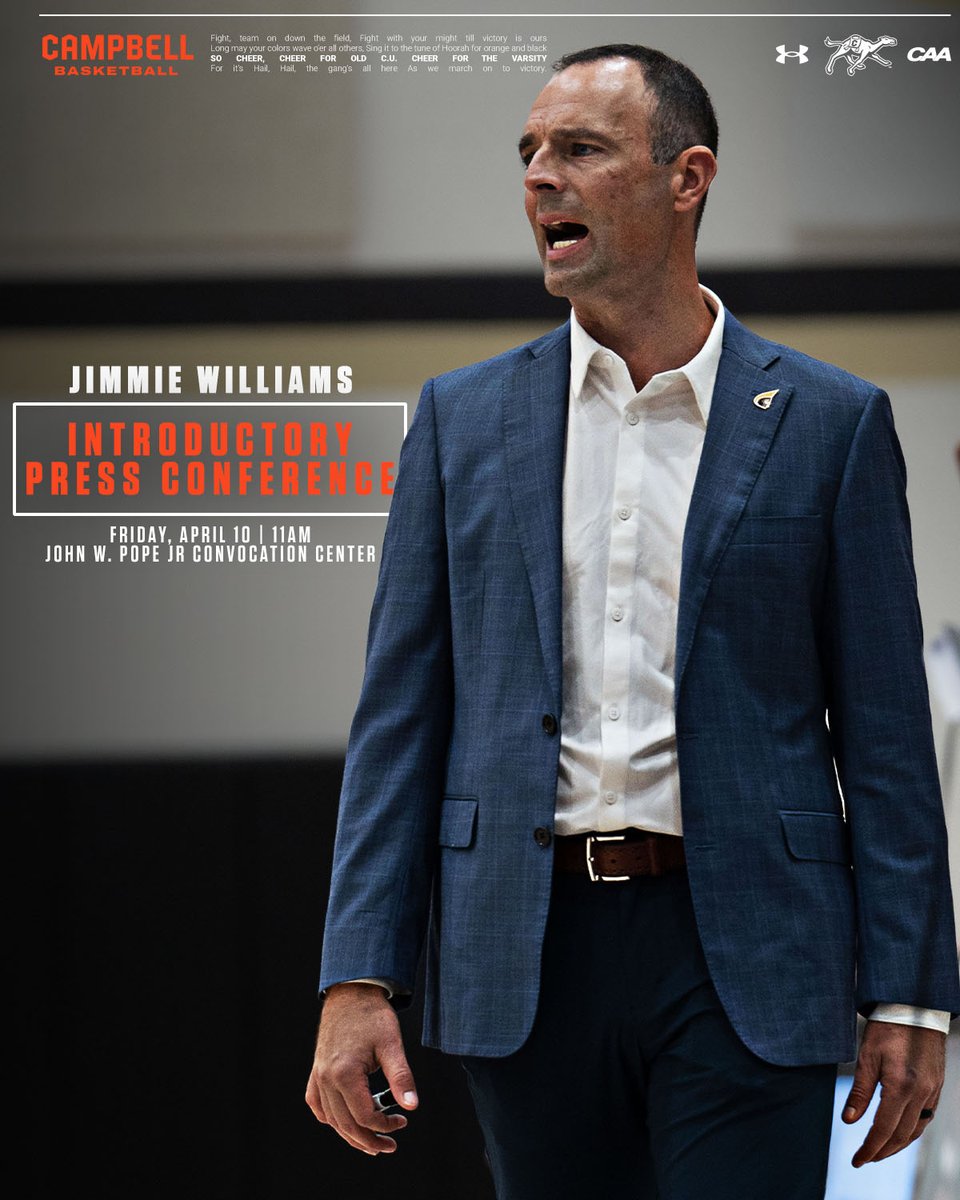 GoCamelsMBB's tweet photo. The Introduction 🎙️

Join us Friday at 11am for Coach Williams' introductory press conference!

#RollHumps🐪🏀 https://t.co/llFerN4iwZ