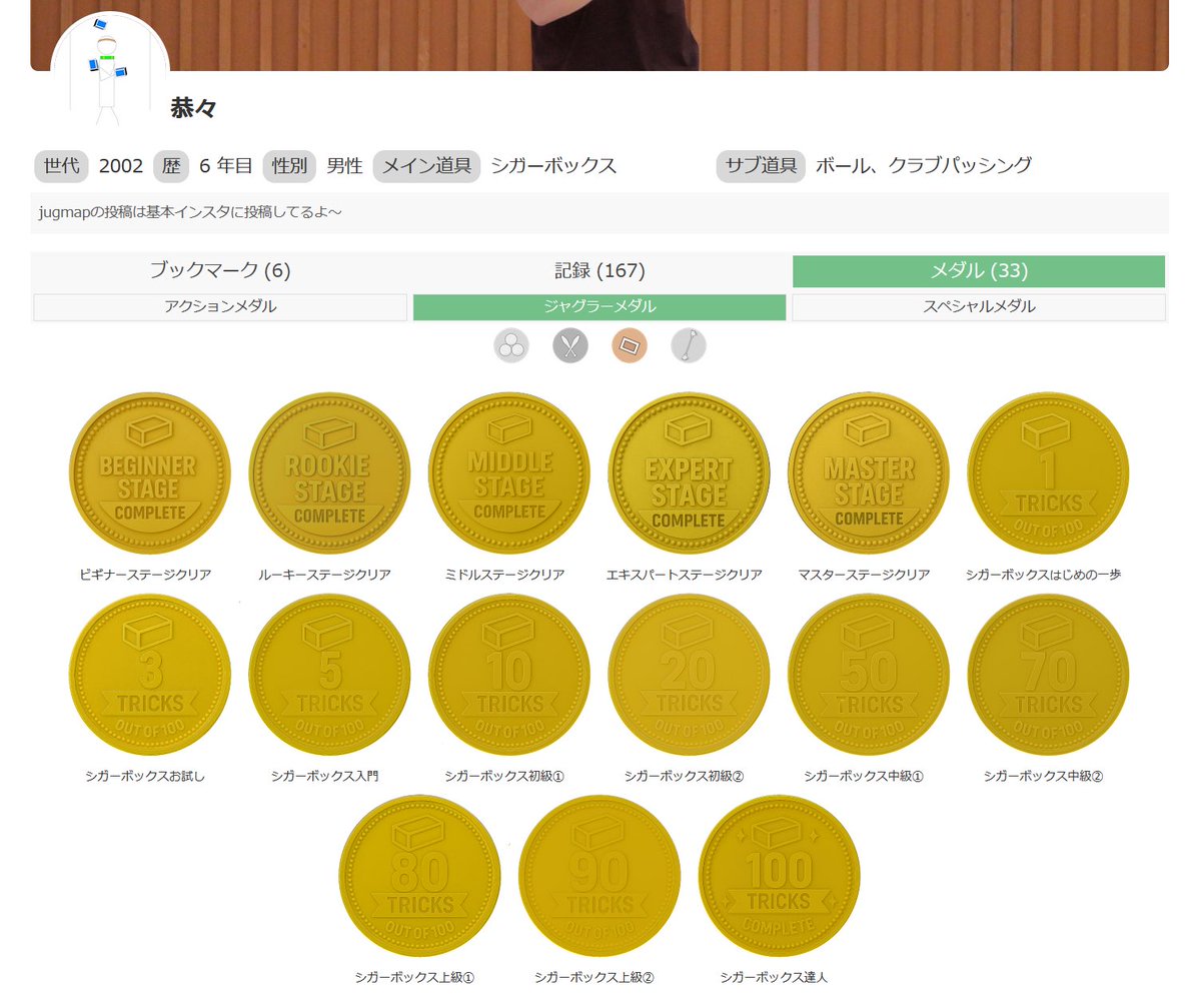 kyokyo_cigarbox's tweet photo. jugmapシガー100技登録完了！
次はボールやろかな。

#jugmap https://t.co/GRXLQws6GW