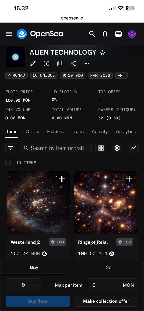 ALIENT315's tweet photo. All 8K cinematic mods of real telescope FITS data.

Prices 100–250 MON. 10,000 total on Monad.  
52 owners already.

First sales dropping any minute.

Full collection (sorted by price):  
https://t.co/JiNmVSABd0

#AlienTechnology #MonadNFT #SpaceObjects https://t.co/22O2LpVqvG