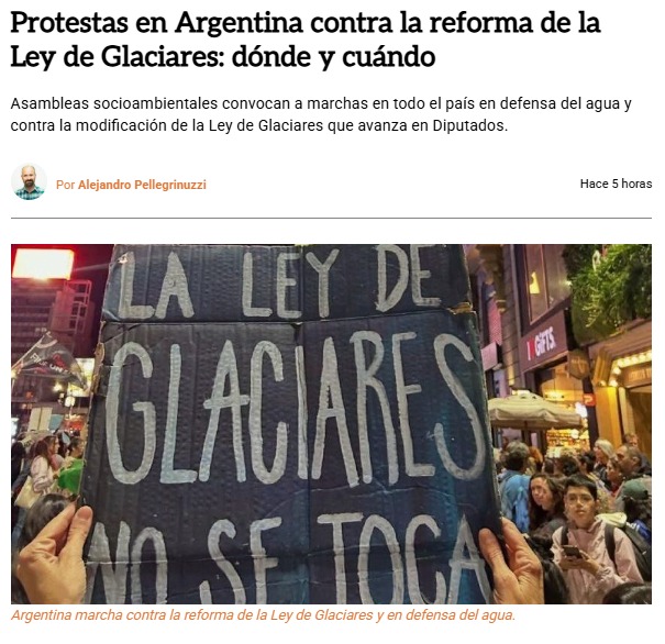 Más del 65% de la población rechaza la destrucción de glaciares y se opone a la modificación de la ley que los protege. 
Esto no significa oponerse a la minería o a qué haya inversiones que generen empleos. A lo que nos oponemos es a la devastación de la infraestructura natural