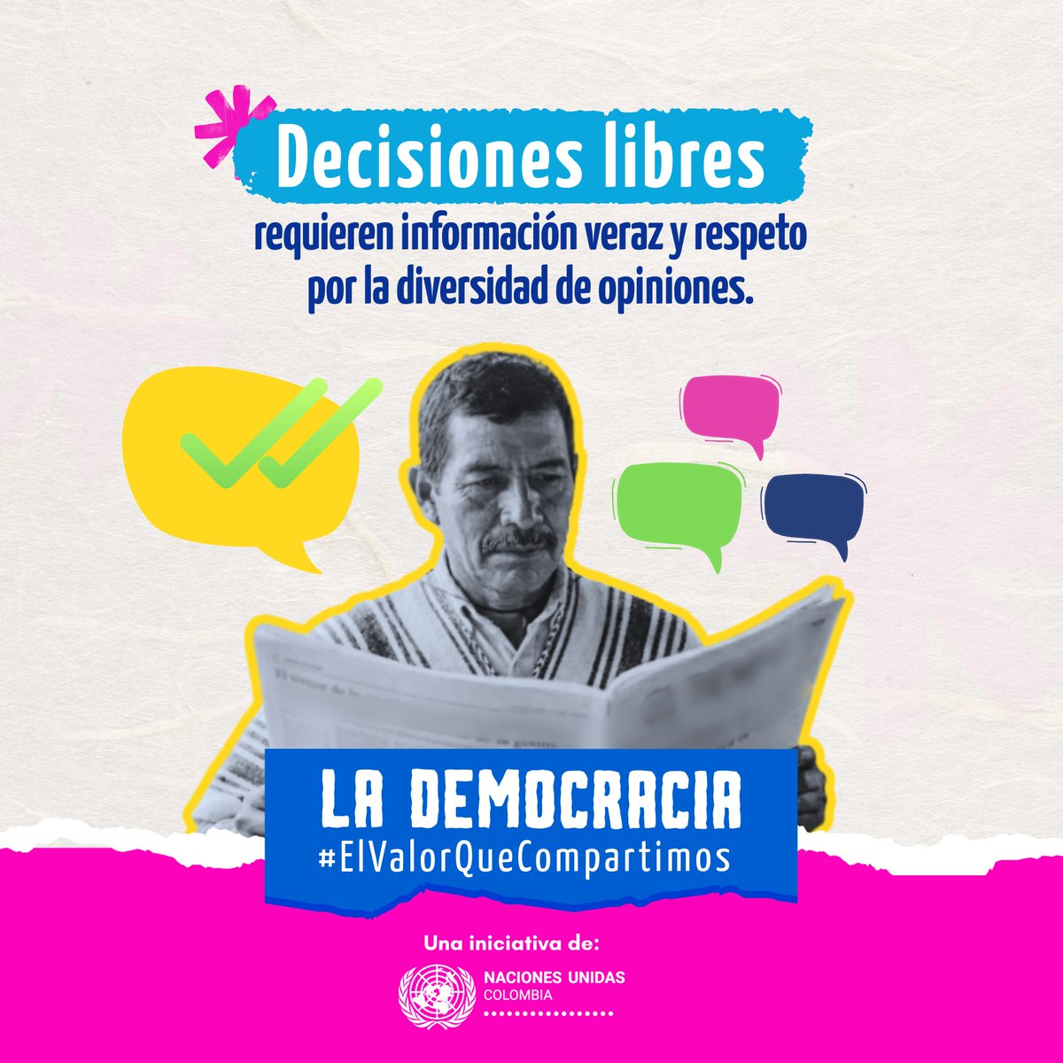 onucolombia's tweet image. En elecciones, la democracia se protege con participación informada y responsable. Decisiones libres requieren información veraz y respeto por la diversidad de opiniones.

Si te suena este mensaje, compártelo. 

La Democracia, #ElValorQueCompartimos