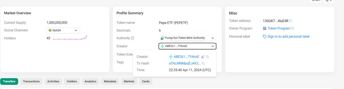 the oldest $pepeetf on chain 
13GUK7F6Zi55PrCoxcJwNaR189uishNATLStt4tuE4R