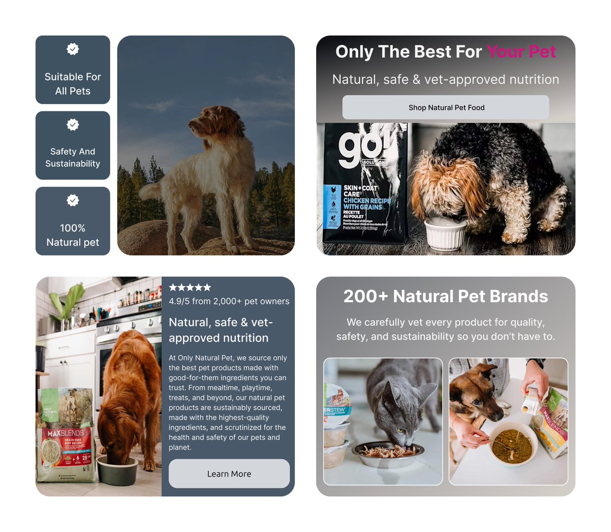 AjeigbeAbi7220's tweet image. Wrapped up this UI for a natural pet food brand.

Focused on trust, warmth, and making the product speak for itself. Clean grid, real photography, zero fluff.

#UIDesign #ProductDesign #figma #PetBrand