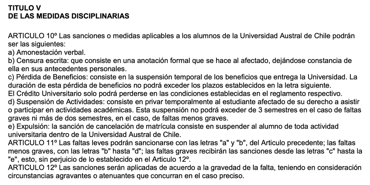 Gorderizador's tweet photo. 🔴Según el Reglamento Derechos y Deberes de los Estudiantes de la UACh letra e, una de las medidas disciplinarias que debería adoptar la universidad es la expulsión de aquellos alumnos que agredan a una autoridad

Acá debe actuar el rector de la universidad https://t.co/H0nBemhPvA