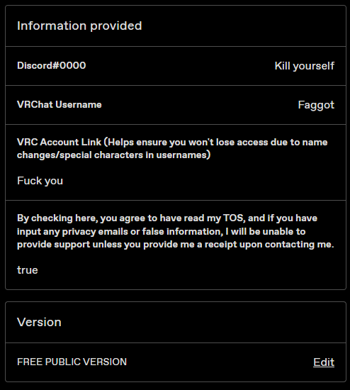WerewolfHuskyMC's tweet photo. This is gonna be a long read, so strap in.

This is a screenshot of some.. nasty words in the fill out form and a email I sent out to folks. I know not everyone will care, but I am human. 

I am not a machine, I am a living breathing person who's trying to make a living. https://t.co/qKLZyMW1DQ