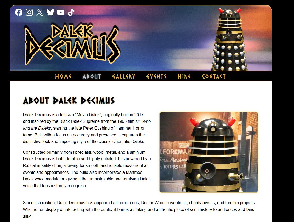 dalekdecimus's tweet photo. Been a bit quiet as of late as I am working on a website for my wife's jewellery business. I started it off with designing one for Decimus just to get back into coding and design as its been years since I did anything. I am very happy how it looks and its about 50% done. https://t.co/STeHAI2Ftn