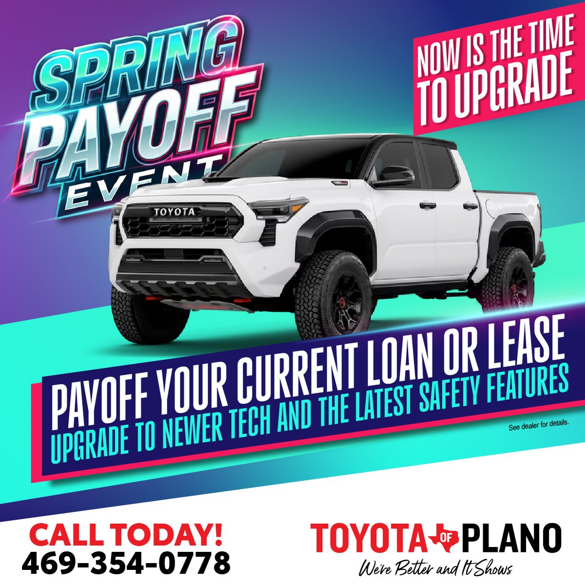 Pay off your loan or lease &amp; upgrade to new tech &amp; safety features😁 only during Toyota Of Plano's Spring Payoff Event🌸

Find out why we're better &amp; it shows👍 (link in bio)

#ToyotaOfPlano #McKinney #Plano #Carrollton #Denton #Toyota #ToyotaUSA #DFW #2025Toyota #2026Toyota