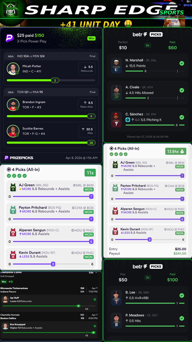 +41 Unit day yesterday 💪🔥

whop.com/sharp-edge-spo…

#GamblingX