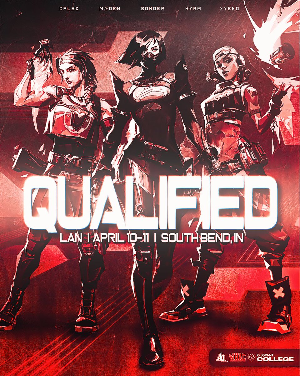 AquinasEsports's tweet image. 🔥 𝑯𝒊𝒔𝒕𝒐𝒓𝒚 𝒎𝒂𝒅𝒆 🔥

For the first time in program history, AQ Valorant team has qualified for the WHAC Esports Playoffs at LAN.

📍 Bendix Arena, South Bend, IN  
📅 April 10–11

We’re ready to compete.

Graphic by @grzadk0wska

#GoSaints🐶 
#aquinas #esports #valorant