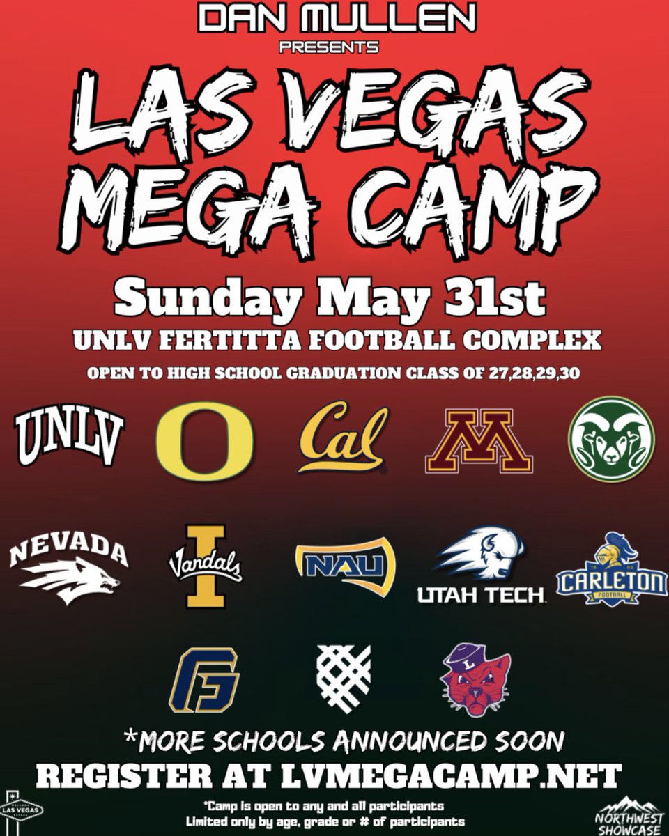 I appreciate the invite to the <a href="/lvmegacamp/">Las Vegas Mega Camp</a> Vegas bound. Let’s compete! 🎰🏈 

<a href="/JustinManu8/">Justin Manu</a> <a href="/mannylemons/">Manny Lemons</a> <a href="/smithcoach60/">Coach Smith 6034</a> <a href="/nm12410/">Kitt G. Rawlings</a> <a href="/RidgecityFB/">Northridge High School Football</a>