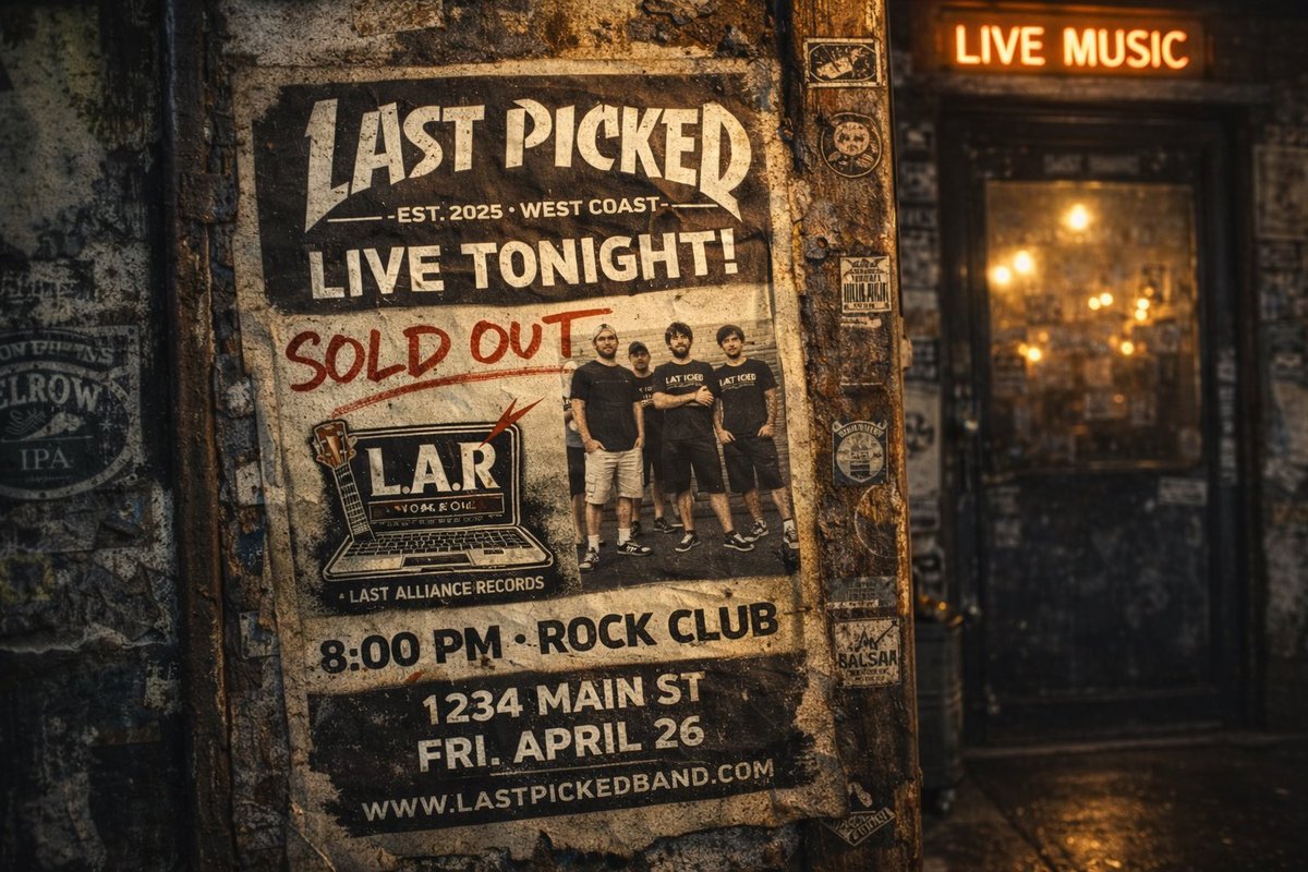 LastAllianceRec's tweet photo. “SOLD OUT” says it all. Don’t miss the night where everything changes.

#LastPicked #SoldOut #LiveTonight #PunkRock #IndieBand https://t.co/uW6499tivP