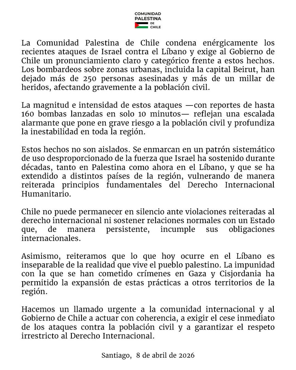 Comunidad Palestina de Chile tweet media