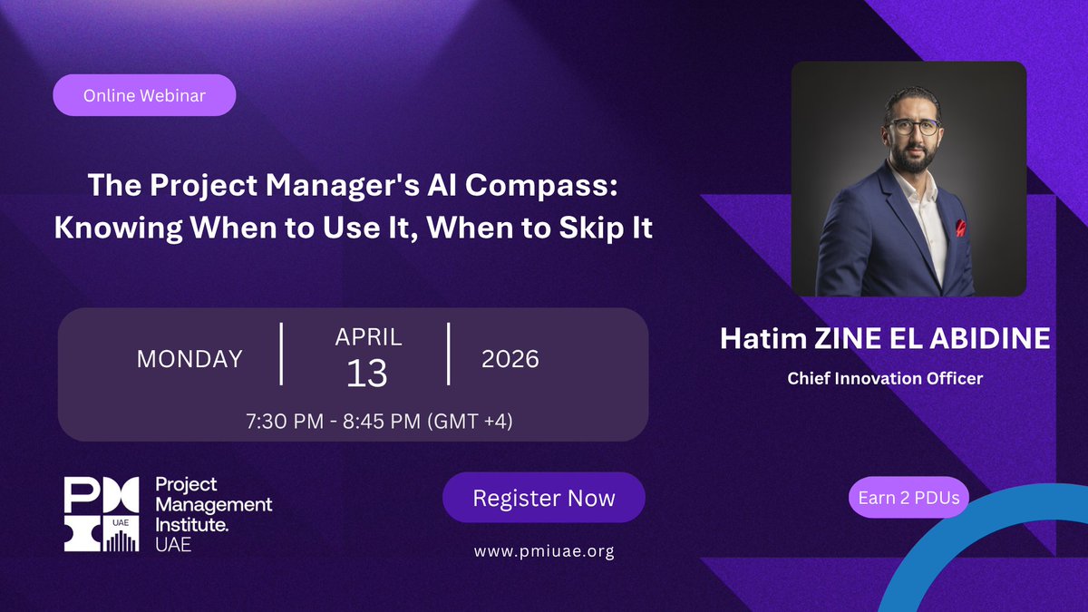 PMIUAEChapter's tweet photo. 🤖 Should AI analyze your project risks—or trust your gut?

Join Hatim as he reveals when to use AI and when human judgment wins.

📅 Mon, 13 April | 7:30 PM UAE 🎟️ FREE + Earn 2 PDUs

Register now: https://t.co/at1Xi9FQTt

#AI #PMI #ArtificialIntelligence #pmp https://t.co/oywKdWMX5t