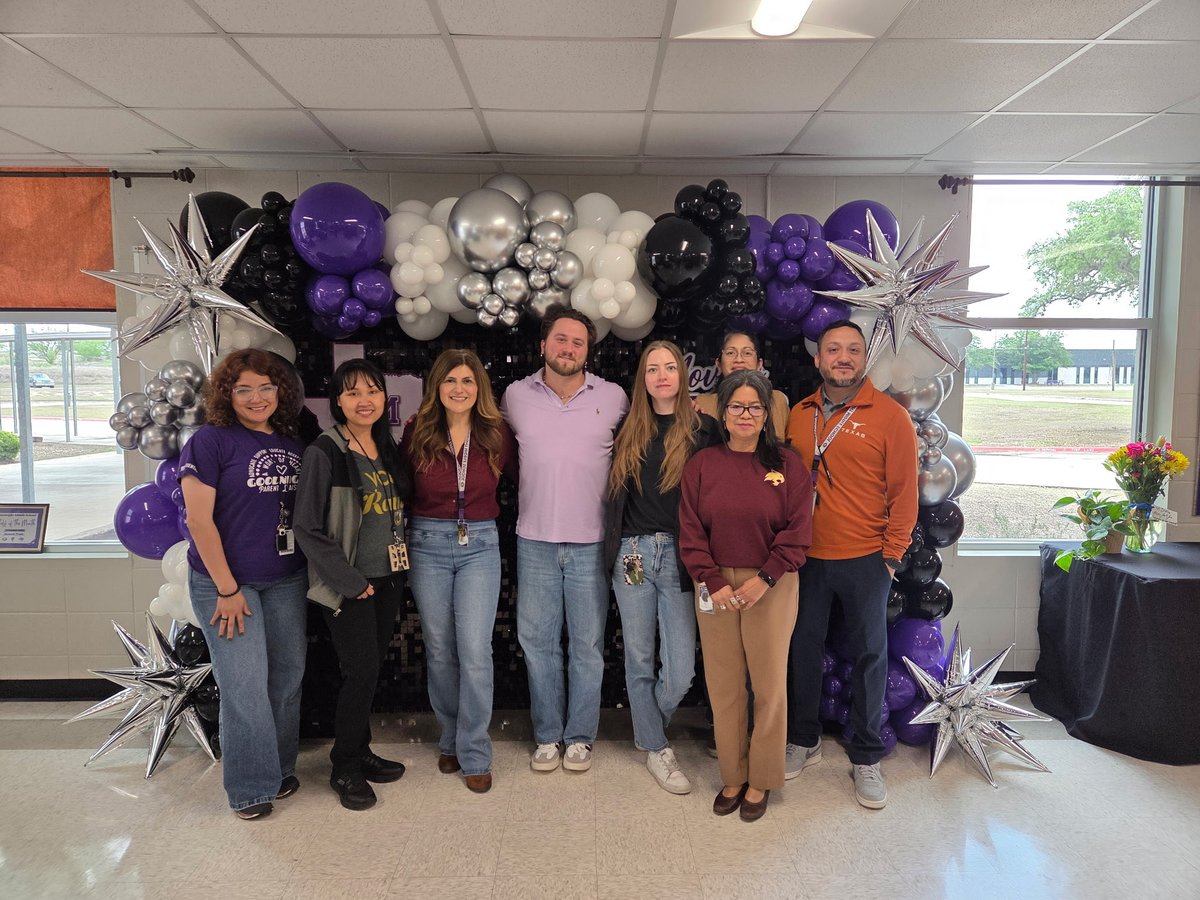 GoodnightSMCISD's tweet photo. Today we said goodbye to our longtime School Secretary, Ms. Dora Garcia. Not going far—just next door to Central Office! Congrats on your new role. We’ll miss you and are so proud! #wearegoodnight 💜 https://t.co/29C9tLb7oh