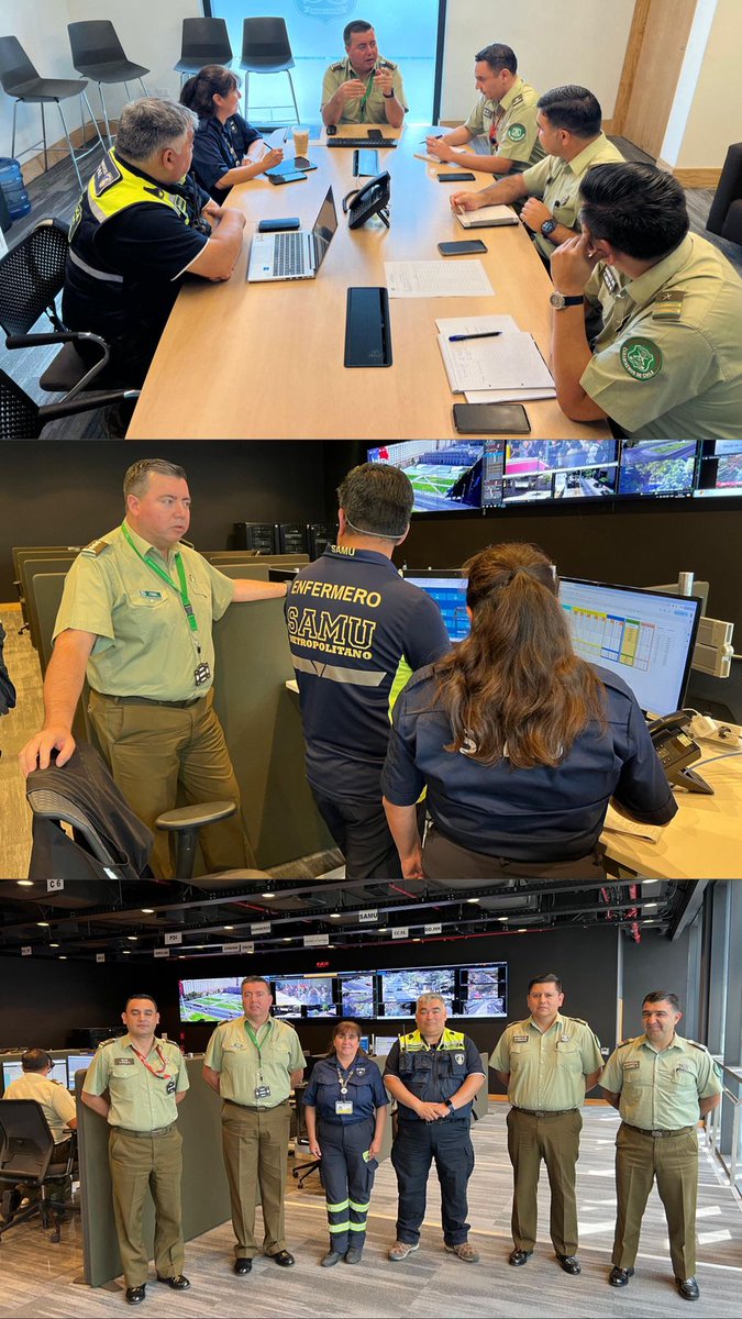 CarabinerosJZM's tweet photo. En CENCO, @Carabdechile sostuvo reunión de coordinación con @SAMUmetropolita y @BomberosdeChile para fortalecer el ABC de la emergencia y optimizar los procesos de respuesta en beneficio de la seguridad y atención oportuna de la comunidad en la Región Metropolitana. #OrdenyPatria https://t.co/am0sFJG7uZ