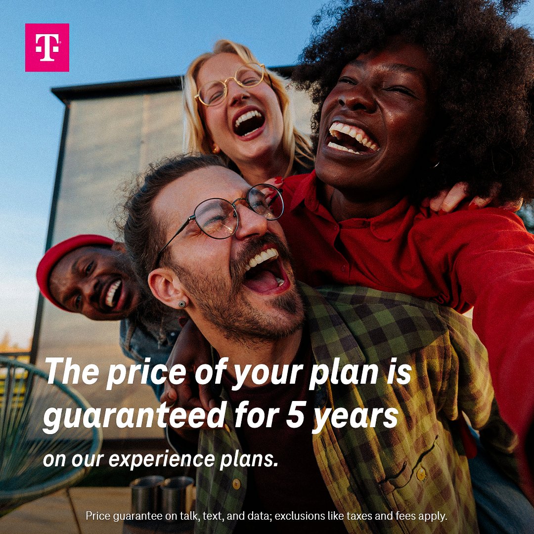 hkroser's tweet photo. The peace of mind that comes with having your plan price guaranteed for 5 years @TMobile 🤌 https://t.co/K9gPwk25NI

#TeamMagenta https://t.co/uW9EzdfQAe