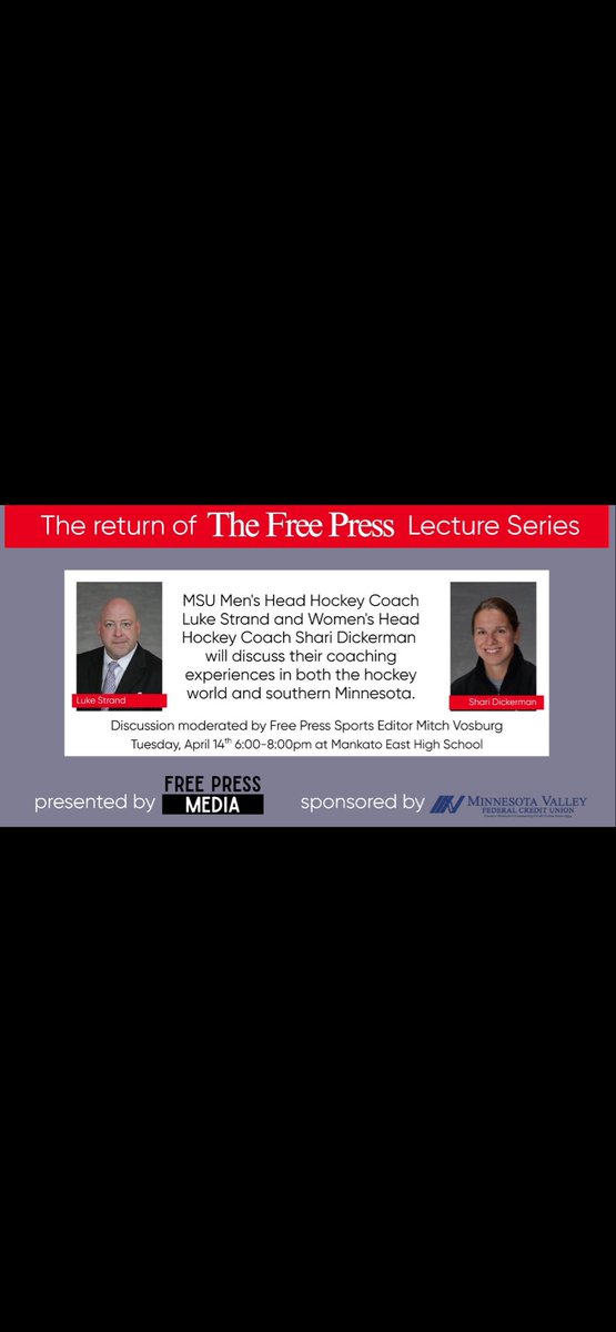 So happy I can announce this publicly. What are you doing Tuesday night? Well, I hope you’ll be at Mankato East’s auditorium. I’ll be hosting a fun chat with <a href="/strand_luke/">Luke Strand</a> and <a href="/vogt30dickerman/">shari dickerman</a> at 6 p.m., there will also be a Q&amp;A session.