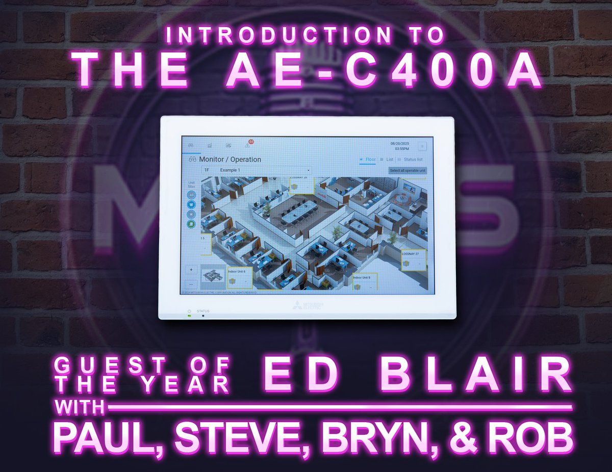 MitsubishiHVAC's tweet image. New METUS Tech show out now! 

Paul, Steven, Bryn, and Rob chat with Guest of the Year Ed Blair about what's new with the AE-C400A.

You won't want to miss these insights. Watch here or listen on your favorite app: bit.ly/4mhCcGB

#HeatPumpNation #TechShow #HVACPros