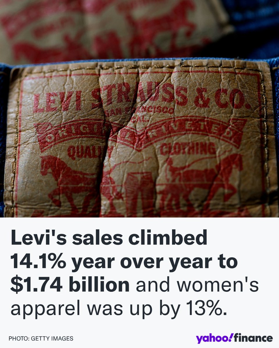 #Levi's sales climbed 14.1% yoy to $1.74 billion with a significant 16% surge in direct-to-consumer sales in the company's Q1 earnings report. It lifted its full fiscal year earnings per share guidance to a range of $1.42 to $1.48, compared to the prior estimate of $1.40 to $1.46
