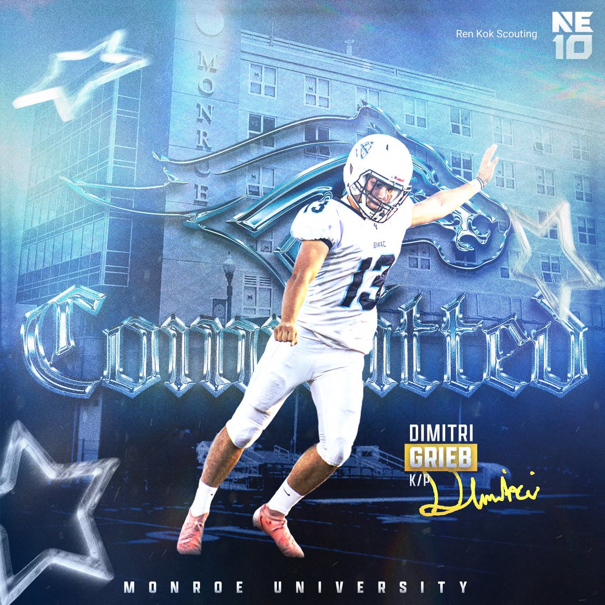 dimitrigrieb9's tweet photo. I am extremely grateful and blessed to announce my commitment to playing Division 2 Football at Monroe University in New Rochelle to continue my athletic and academic career. Thank you to everyone involved in the process! @RenKokScouting @HCJWilliams @CoachK_20 https://t.co/2hpoHCBpBf