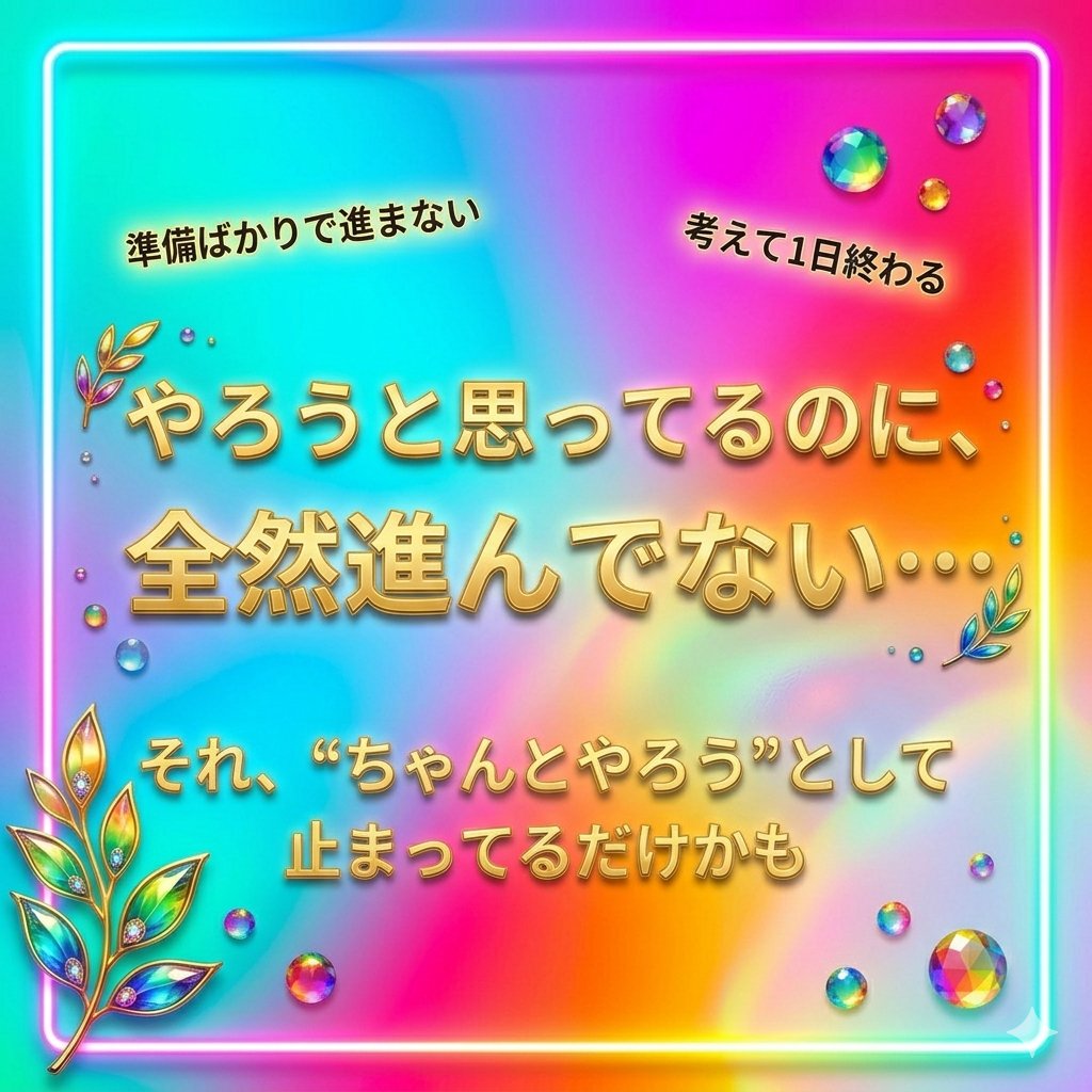 考えてるだけで、1日終わることないですか？

新年度って
・ちゃんと始めたい
・失敗したくない
・ちゃんと理解してから動きたい

って思うほど、手が止まります。

で
やること決める
→ まだ足りない気がする
→ もう少し考える
→ 気づいたら1日終わる
このループに入る。

でもこれ、