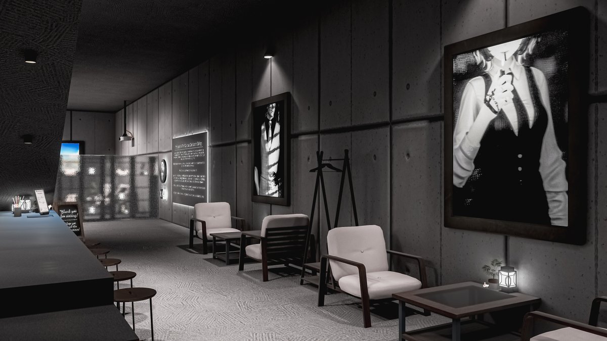 Neomance's tweet image. Clueless Gallery : Stylish Coffee And Frames
クルーレスギャラリー：おしゃれなコーヒーとフレーム

World : Clueless Cardboard Gallery
Author : CluelessCthulu

World URL :
vrchat.com/home/world/wrl…

#VRChat_world紹介 #Neo写真