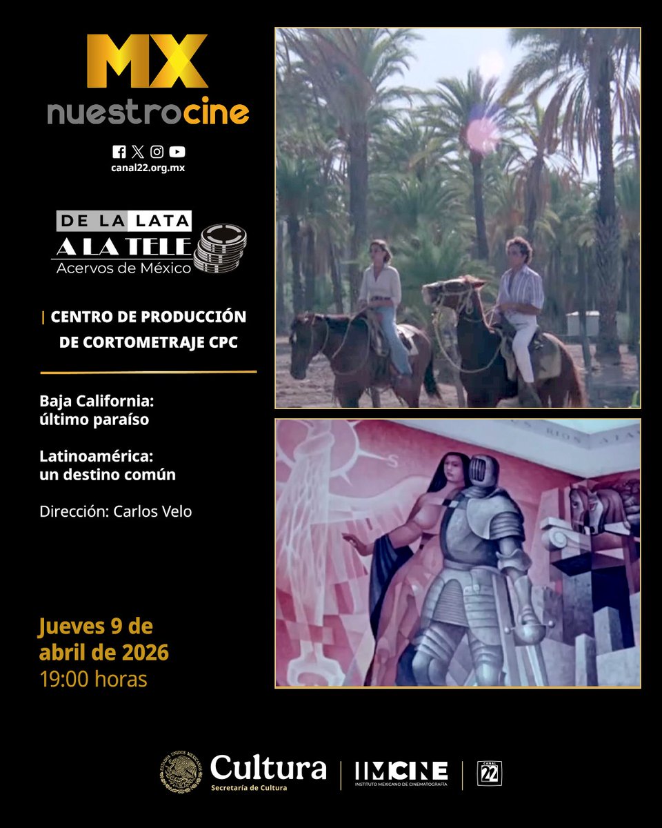 mxnuestrocine's tweet photo. Hoy “De la lata a la tele. Acervos de México”, presenta:

🎞️Baja California: último paraíso
🎞️Latinoamérica: un destino común

No te pierdas estos cortometrajes traídos desde el Centro de Producción de Cortometraje (CPC), dirigidos por Carlos Velo.

⏰ Jueves 9 de abril, 19:00 h https://t.co/ANS60ii05I