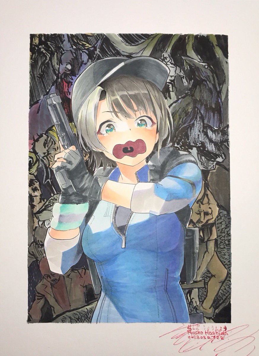 ジル・バレンタイン ,大空スバル 「来ましたねRE3! RE1とRE2の時の絵です。 #プロテインザスバル」|Ryusho Hashidaのイラスト