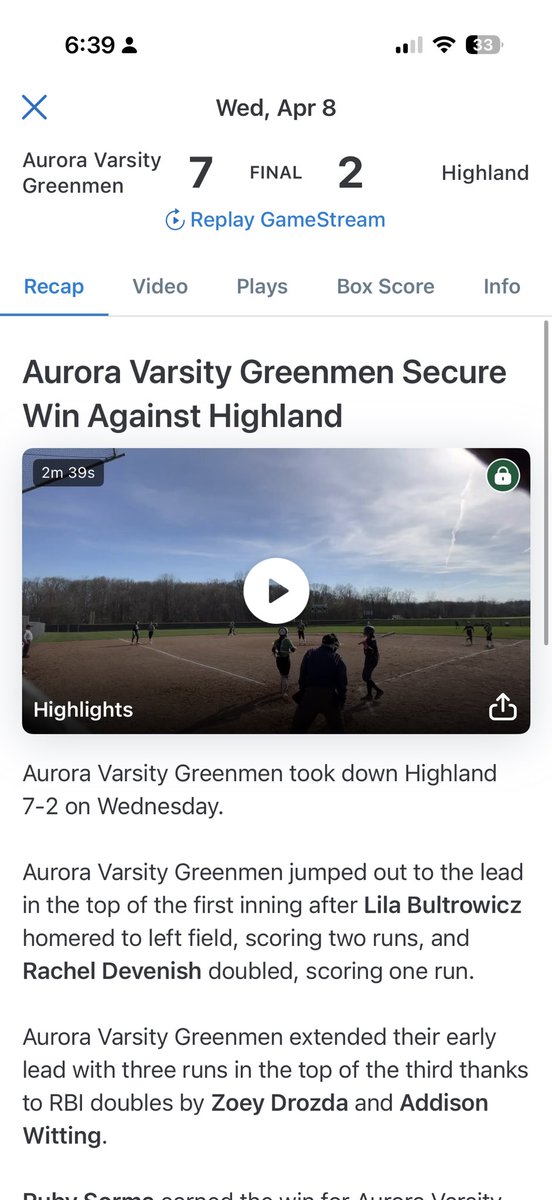 Aurora Softball tweet media
