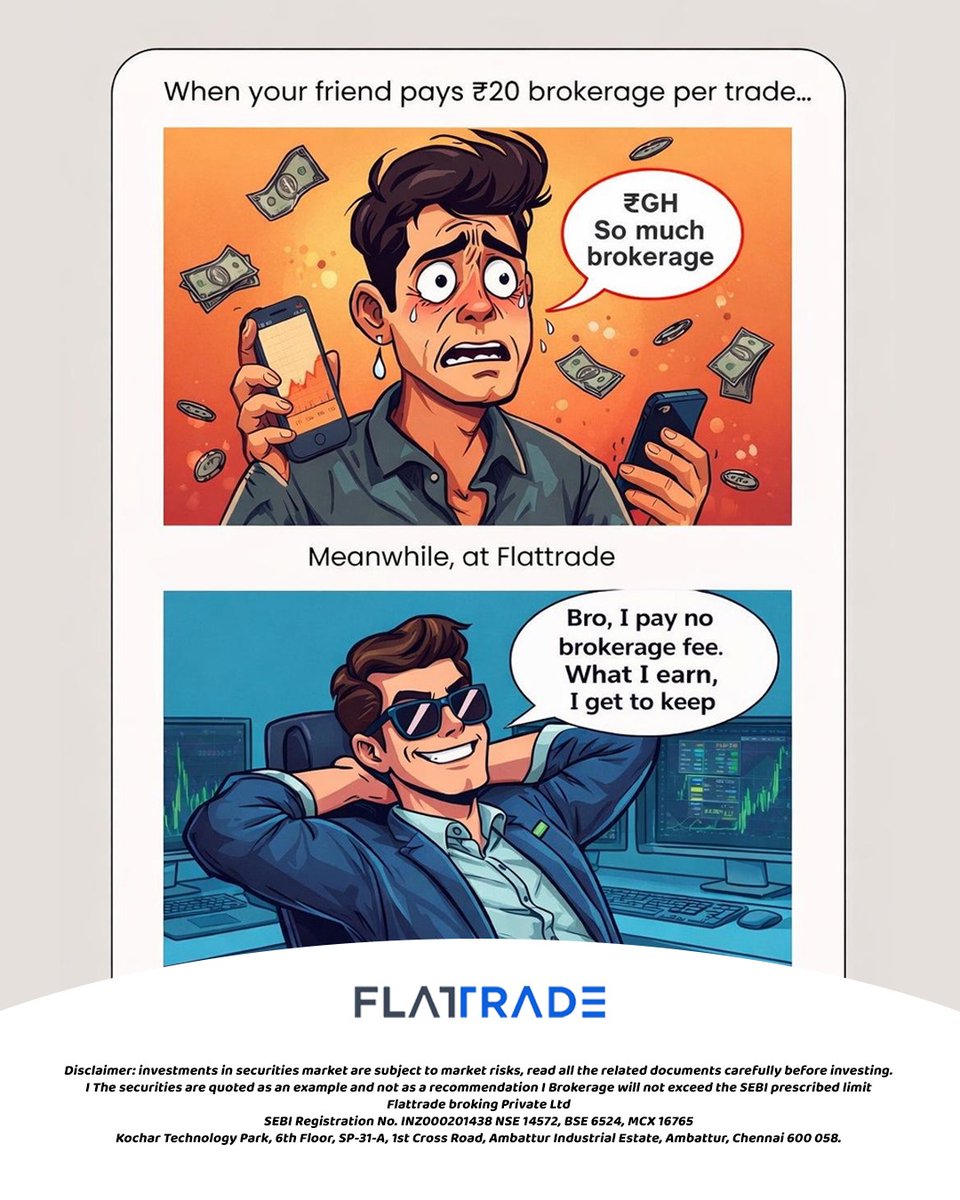 Flattradein's tweet image. Your profit is yours. 💰
Not for brokerage.
Trade smart with Flattrade. 

#flattrade #zerobrokerage #stockmarketindia #stockstowatch #stocksinfocus #NIFTY #Sensex #BSE #NSE