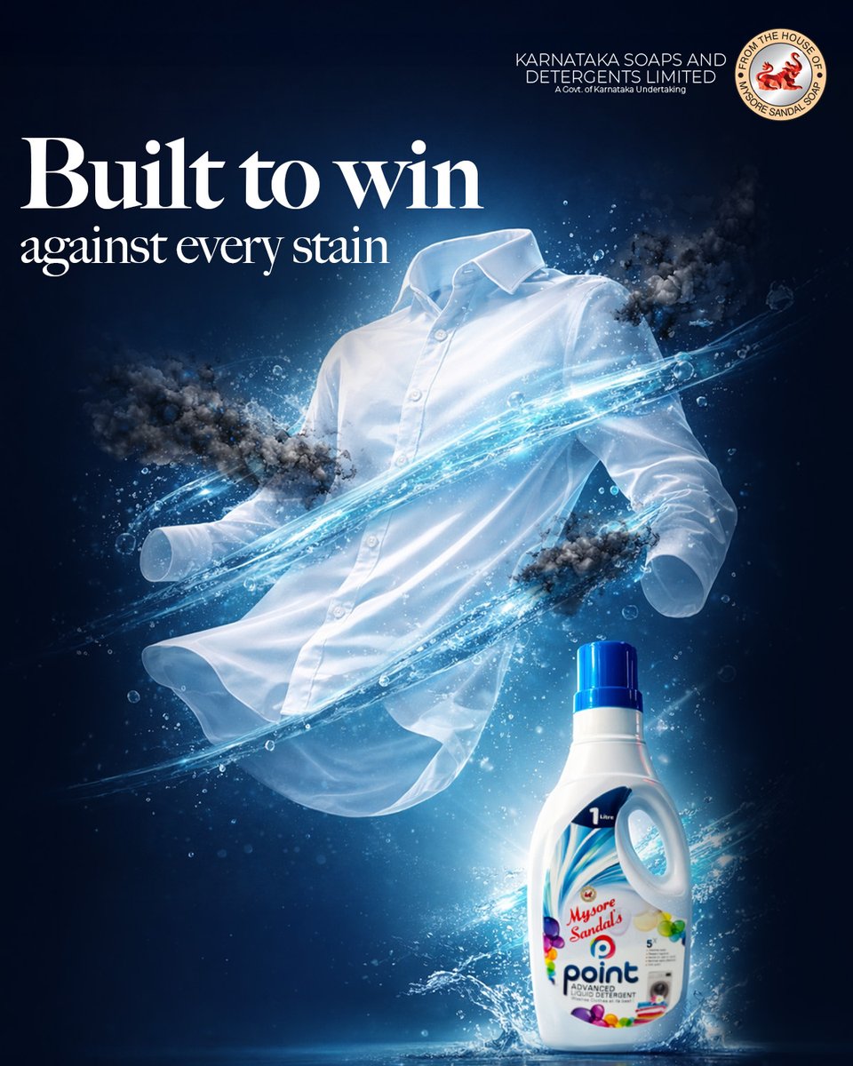MysoreSandalIn's tweet photo. One wash with Mysore Sandal Point Advance Liquid Detergent and those stubborn stains are already waving the white flag.
#MysoreSandal #KSDL #LiquidDetergent #Laundry #CleanClothes #FabricCare #Washing https://t.co/qmJIWnqu5Y
