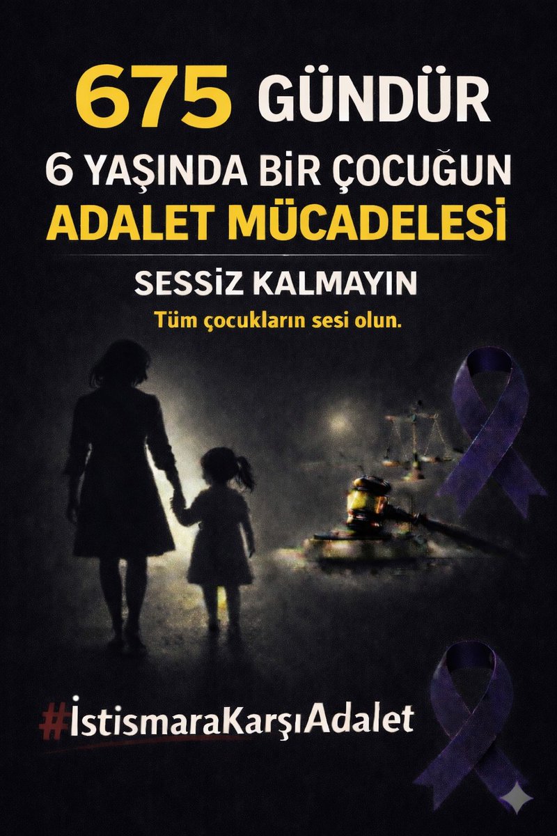 675 gündür ;

4 yaşındayken öz babası tarafından istismara uğrayan, bugün 6 yaşında olan kızımın adaleti için mücadele ediyorum.

⚖️ 4.Duruşma ;

🗓 12 Haziran 2026
⏰️ 09.00
📌 Ünye Ağır Ceza Mahkemesi’nde görülecektir.

Ömür boyu bu travmayla yaşamak zorunda bırakılan bir
