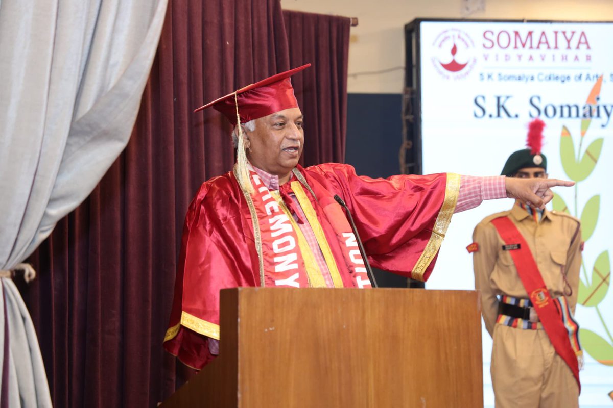 IPSBhushanKumar's tweet photo. Honoured to attend convocation of Somaiya College,Mumbai. Emphasized education as liberation, rising youth stress, and the need for emotional training &amp; Yoga. Urged restraint from substance abuse, pride in our culture, and importance of determination with clear career planning. https://t.co/TBZUixHl8S