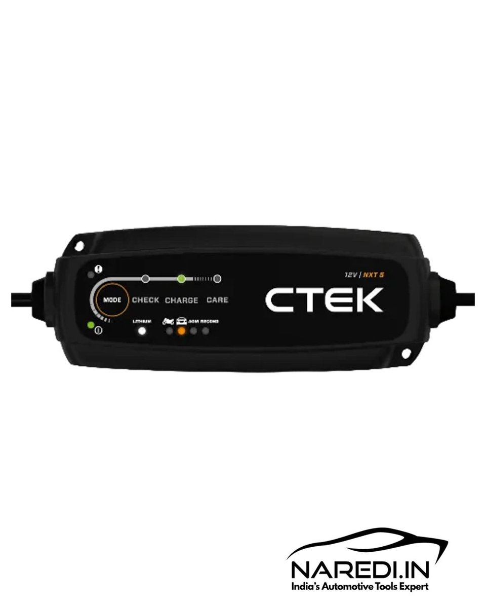 NarediIn's tweet image. CTEK NXT 5 Ultimate 5A smart charger for 12V lead-acid &amp;amp; LiFePO4 batteries! Reconditions sulfated cells, IP65 waterproof, Temp sensor adapts to heat/cold. Cars, bikes, boats, compact &amp;amp; safe. available at naredi.in #CTEK #BatteryCharger #LithiumIon #NXT5 #AutoIndia
