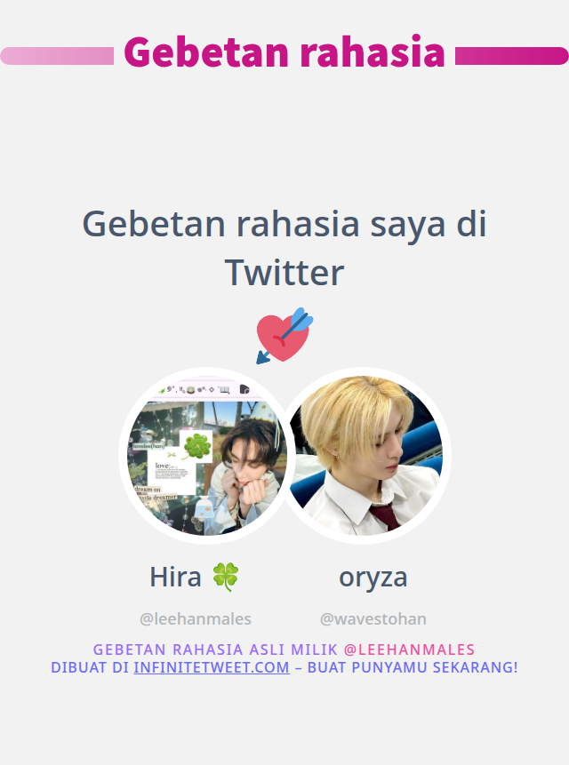 leehanmales's tweet photo. Gebetan rahasia saya di Twitter adalah @wavestohan

➡️ https://t.co/kZYBP6ZdKx https://t.co/VaQe11VRCB