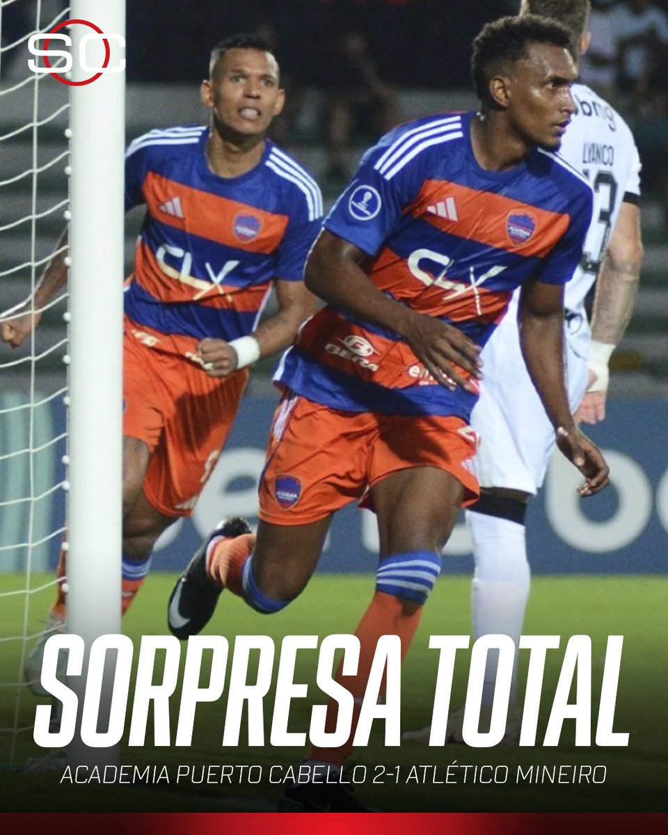 🇻🇪 ¡NOCHE HISTÓRICA EN VENEZUELA!

🔥 Academia Puerto Cabello venció 2-1 al Atlético Mineiro de Edu Domínguez en la fecha 1 del Grupo B de la CONMEBOL #Sudamericana

⚽ Castillo y Ramos. Dudú lo había empatado

👉 El Grupo lo completan Cienciano (PERÚ) y Juventud (URU)

📷