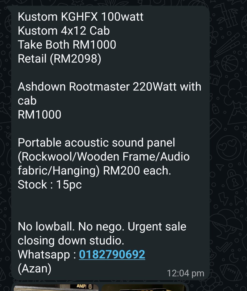 A friend's jamming studio is shutting down. Everything must go.

Would appreciate RTs, thank you. 

Enquiries? 0182790692 (WhatsApp)